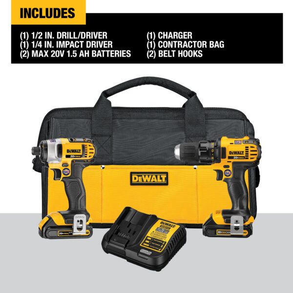 2-Tool 20-Volt Max Power Tool Combo Kit with Soft Case (2-Batteries and charger Included) - Image 2