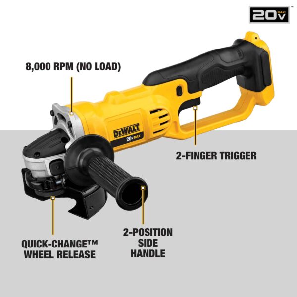 4.5-in 20-volt Max Trigger Switch Cordless Angle Grinder (Tool Only) - Image 3