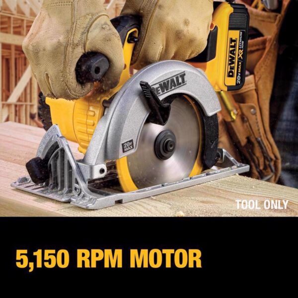 DeWalt 20V MAX 6-1/2 in. Cordless Brushed Circular Saw Kit (Battery   Charger) - Image 7