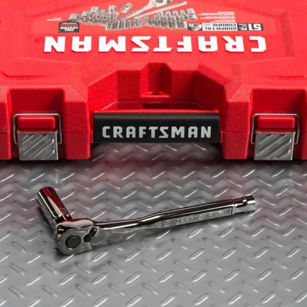 51-Piece Standard (SAE) and Metric Combination Gunmetal Chrome Mechanics Tool Set with Hard Case - Image 5