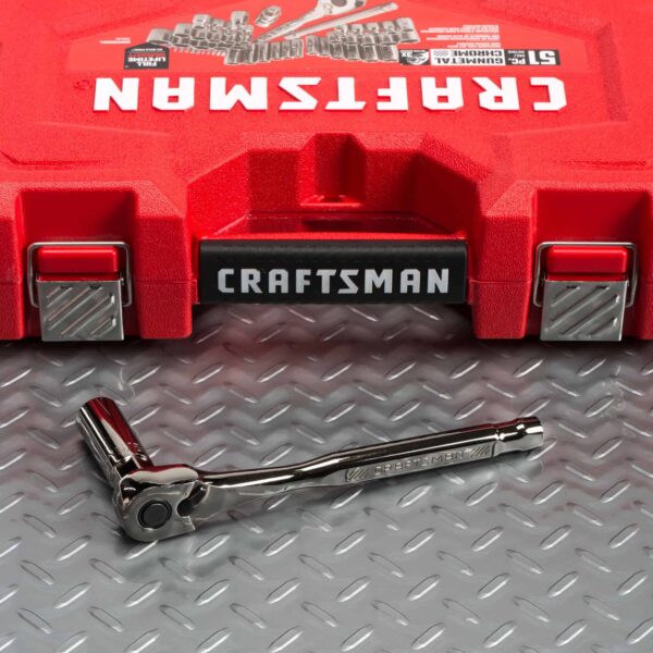 51-Piece Standard (SAE) and Metric Combination Gunmetal Chrome Mechanics Tool Set with Hard Case - Image 9