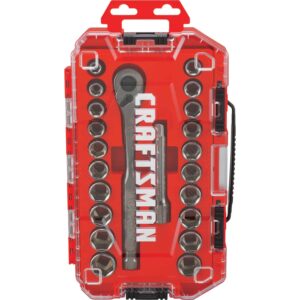 22-Piece Standard (SAE) and Metric Gunmetal Chrome Mechanics Tool Set with Hard Case