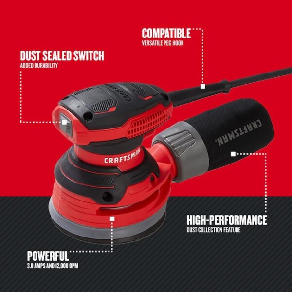 Power Sanders CMEW231 120-Volt 3-Amp Corded Random Orbital Sander with Dust Management - Image 5