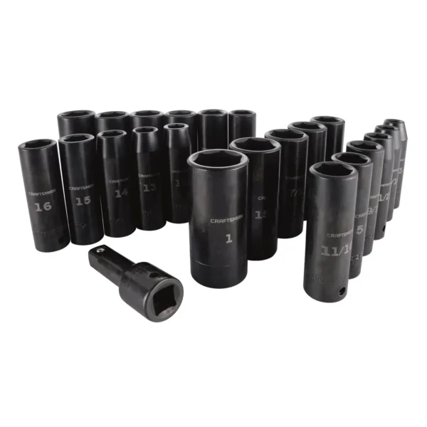 CMMT16970 23-Piece Standard (SAE) and Metric Combination 1/2-in Drive Set 6-Point Impact Socket Set
