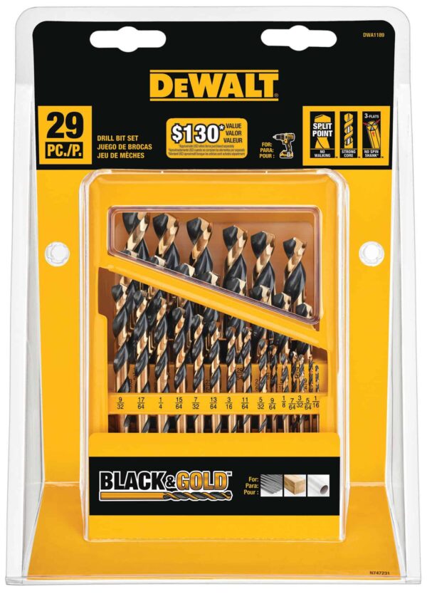 29-Piece Assorted Black and Gold Coated Hss Twist Drill Bit Set - Image 2