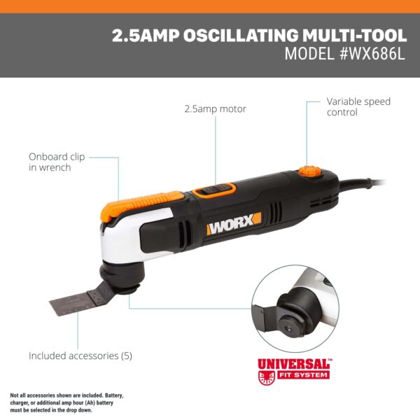 Corded 2.5-Amp Variable Speed 6-Piece Oscillating Multi-Tool Kit - Image 2