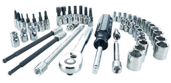 48-Piece Standard (SAE) and Metric Combination Polished Chrome Mechanics Tool Set with Hard Case - Image 2
