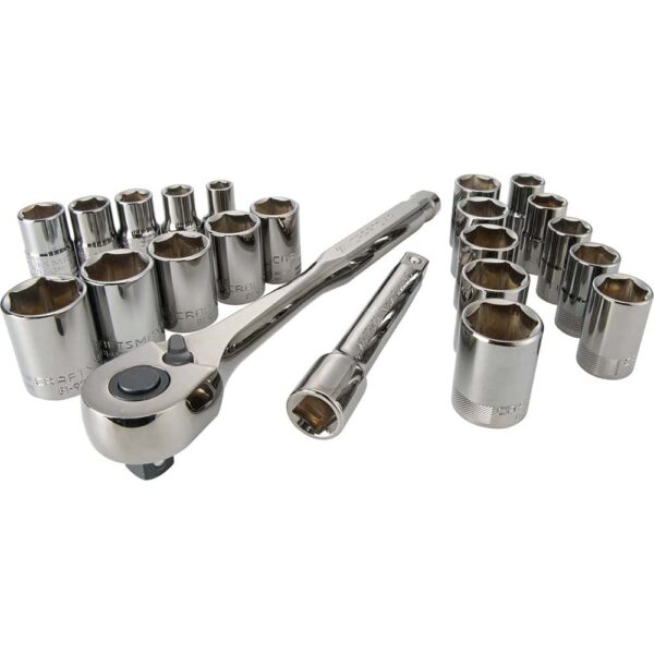 22-Piece Standard (SAE) and Metric Gunmetal Chrome Mechanics Tool Set with Hard Case - Image 7