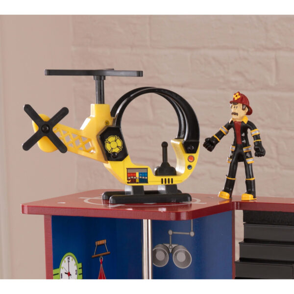 Deluxe Wood Rescue Play Set with Ambulance, Fire Truck, Helicopter   27 Pieces - Image 4