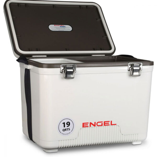 Engel 19 Quart Fishing Live Bait Dry Box Ice Cooler with Shoulder Strap, White - Image 2