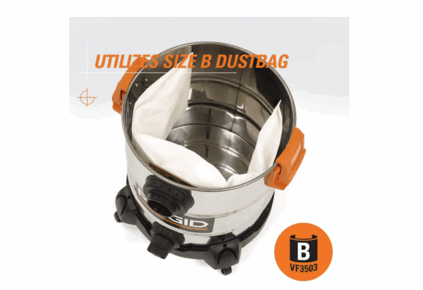 WD1060 10 Gal. 6.0-Peak HP Stainless Steel Wet/Dry Shop Vacuum with Filter, Hose and Accessories - Image 6
