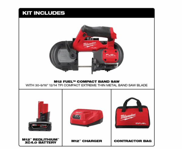 Band Saw 2529-21XC M12 FUEL 12V Lithium-Ion Cordless Compact XC Kit with One 4.0 Ah Battery, Charger and Bag - Image 2