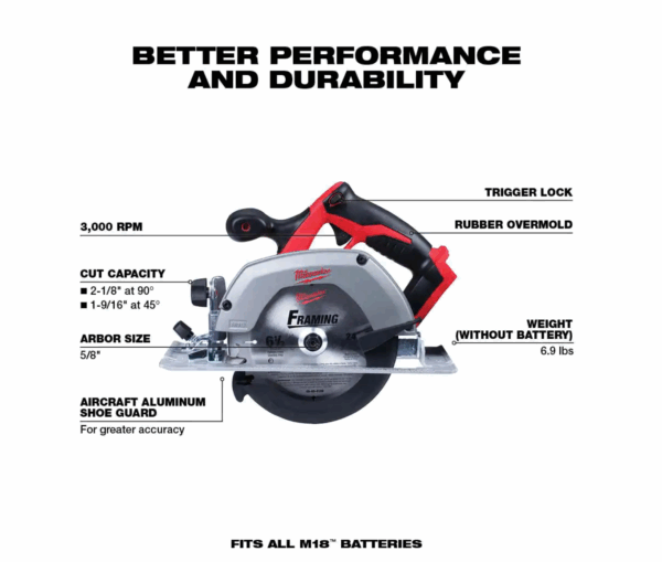 2630-20-2648-20 M18 18V Lithium-Ion Cordless 6-1/2 in. Circular Saw with M18 5 in. Random Orbit Sander - Image 2