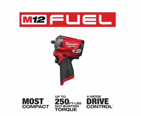 2554-20-2557-20 M12 FUEL 12V Lithium-Ion Brushless Cordless Stubby 3/8 in. Impact Wrench and Ratchet Kit (Tool-Only Kit) - Image 2