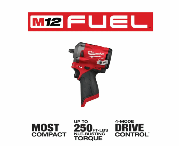 2554-20-2485-20-2557-20 M12 FUEL 12V Lithium-Ion Brushless Cordless Stubby 3/8 in. Impact Wrench / 3/8 in. Ratchet/Die Grinder (3-Tool) - Image 2