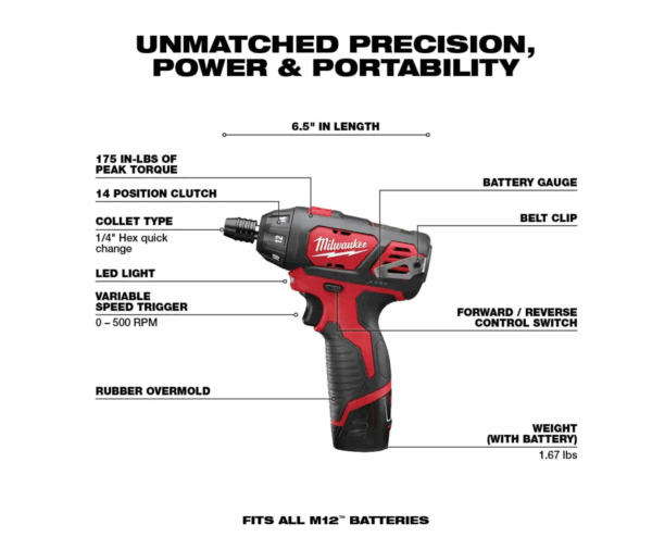 2401-22-0850-20 M12 12-Volt Lithium-Ion Cordless 1/4 in. Hex Screwdriver Kit with M12 Lithium-Ion Cordless Compact Vacuum - Image 2