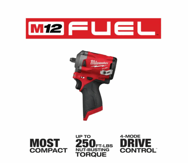 2554-20-2485-20-48-59-2440 M12 FUEL 12V Lithium-Ion Brushless Cordless Stubby 3/8 in. Impact Wrench and 1/4 in. Die Grinder Kit (2-Tool) - Image 2