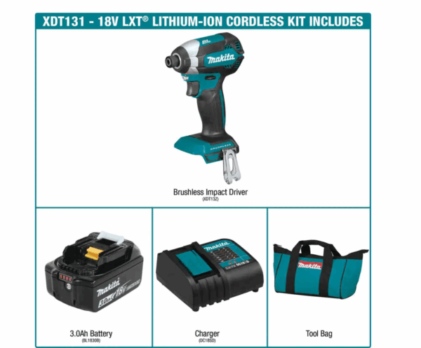 XDT131 18V LXT Lithium-Ion Brushless Cordless Impact Driver Kit with (1) Battery 3.0Ah And Charger - Image 2