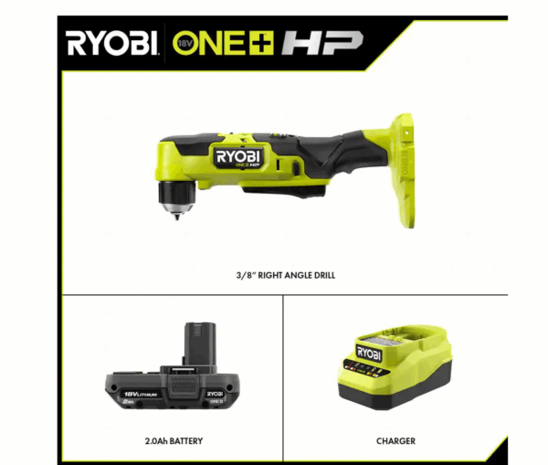 PSBRA02K ONE+ HP 18V Brushless Cordless Compact 3/8 in. Right Angle Drill Kit with (1) 1.5 Ah Battery and 18V Charger - Image 2