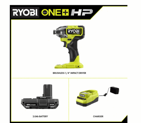 PBLID01B-PSK005 ONE+ HP 18V Brushless Cordless 1/4 in. Impact Driver with 2.0 Ah Battery and Charger - Image 2