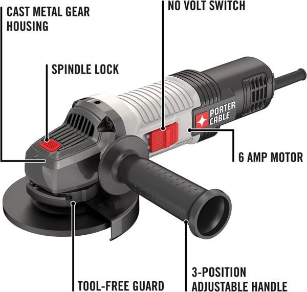 PORTER-CABLE PCEG011 Angle Grinder Tool, 4-1/2-Inch, 6-Amp - Image 2