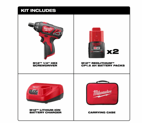 2401-22-48-32-4497 M12 12-Volt Lithium-Ion Cordless 1/4 in. Hex Screwdriver Kit with SHOCKWAVE Alloy Steel Screwdriver Bit Set (72-Piece) - Image 2