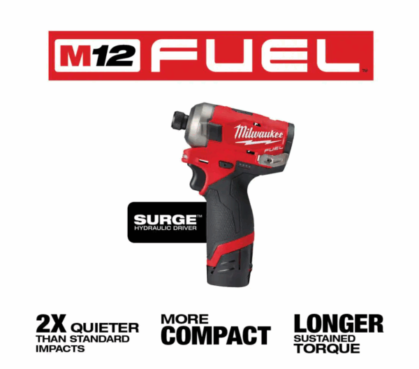 2551-22-48-11-2420 M12 FUEL SURGE 12V Lithium-Ion Brushless Cordless 1/4 in. Hex Impact Driver Compact Kit with 2.0 Ah Battery - Image 2