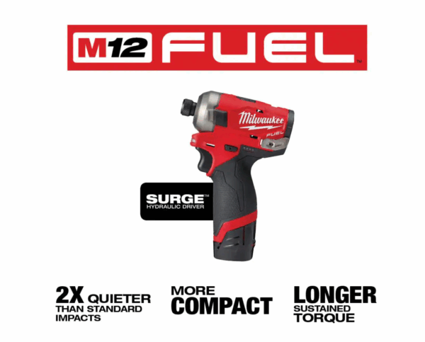 2551-22-2505-20 M12 FUEL 12V Li-Ion Cordless SURGE 1/4 in. Hex Impact Driver and 4-in-1 Installation 3/8 in. Drill Driver Combo Kit - Image 2