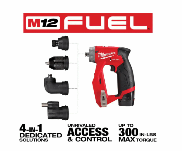 2505-22-48-11-2460 M12 FUEL 12-Volt Lithium-Ion Brushless Cordless 4-in-1 Interchangeable 3/8 in. Drill Driver Kit with 6.0 Ah Battery - Image 2