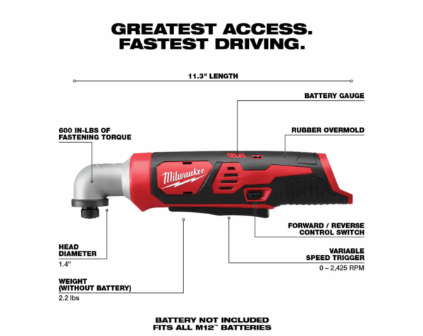 2467-20-2460-20-48-11-2460 M12 12V Lithium-Ion Cordless 1/4 in. Right Angle Hex Impact Driver with M12 Rotary Tool and 6.0 Ah XC Battery Pack - Image 2