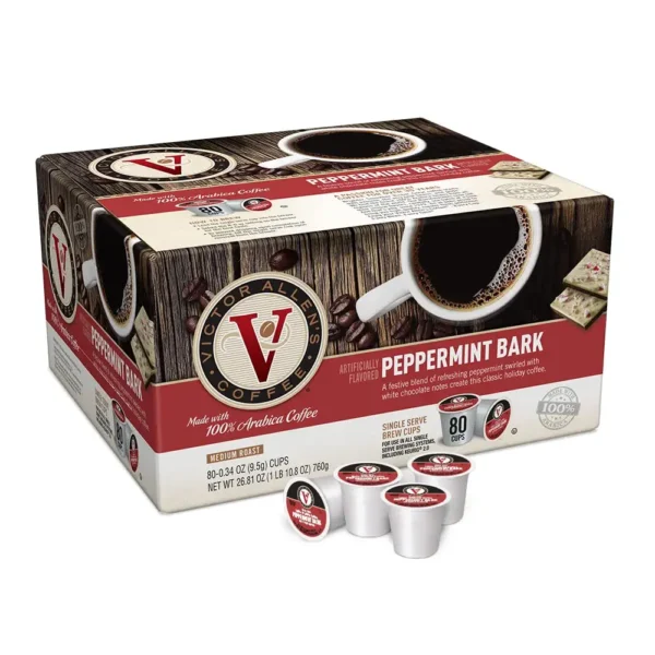 Victor Allen s Coffee Peppermint Bark Flavored Medium Roast 80 Count, Single Serve Coffee Pods for Keurig K-Cup Brewers - Image 2