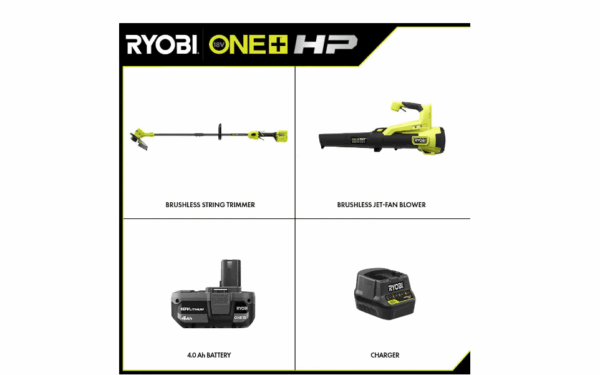P20121VNM ONE+ HP 18V Brushless Cordless Battery String Trimmer and Leaf Blower Combo Kit with 4.0 Ah Battery and Charger - Image 2