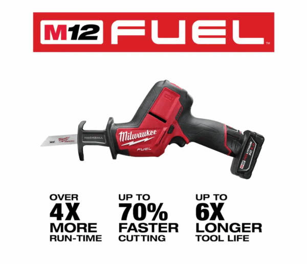 2520-21XC-2364-20 M12 FUEL 12V Lithium-Ion Cordless HACKZALL Reciprocating Saw Kit with M12 Compact Flood Light (Tool-Only) - Image 2
