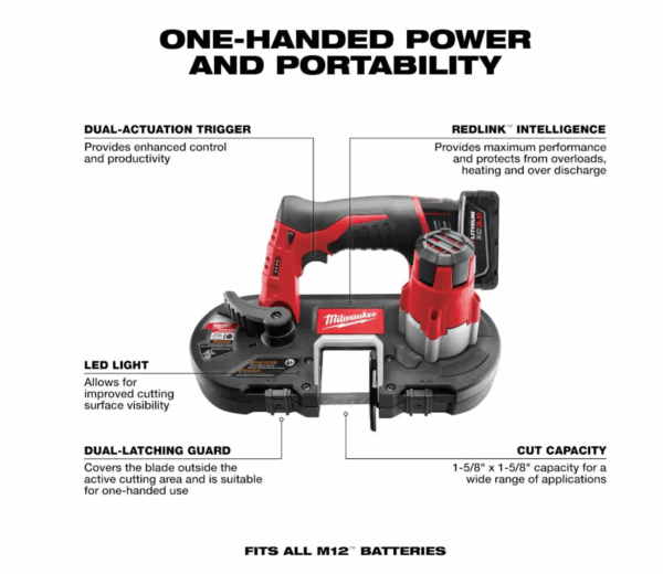 2429-21XC-2426-20 M12 12-Volt Lithium-Ion Cordless Sub-Compact Band Saw Kit W/ M12 Multi-Tool - Image 2