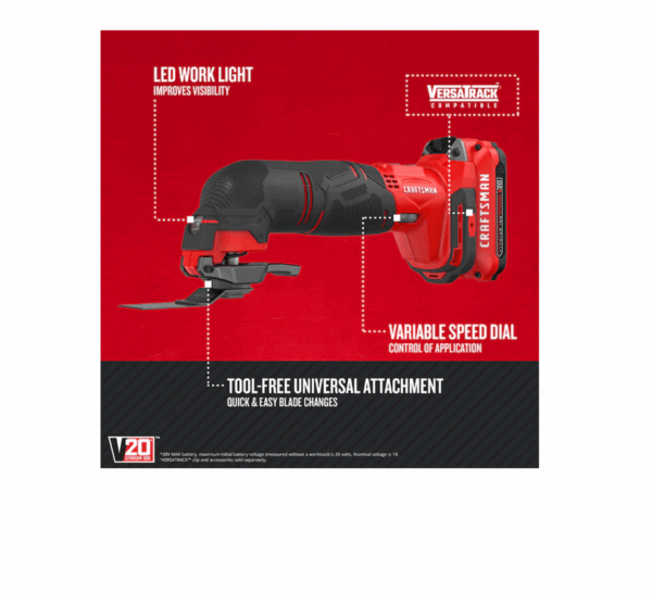 CMCE501D1 V20 11-Piece 20-volt Max Variable Speed Oscillating Multi-Tool Kit with Soft Case (1-Battery Included) - Image 2