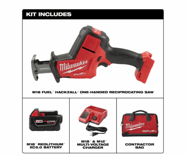 2719-21 M18 FUEL 18V Lithium-Ion Brushless Cordless HACKZALL Reciprocating Saw Kit W/(1) 5.0Ah Batteries, Charger   Tool Bag - Image 2