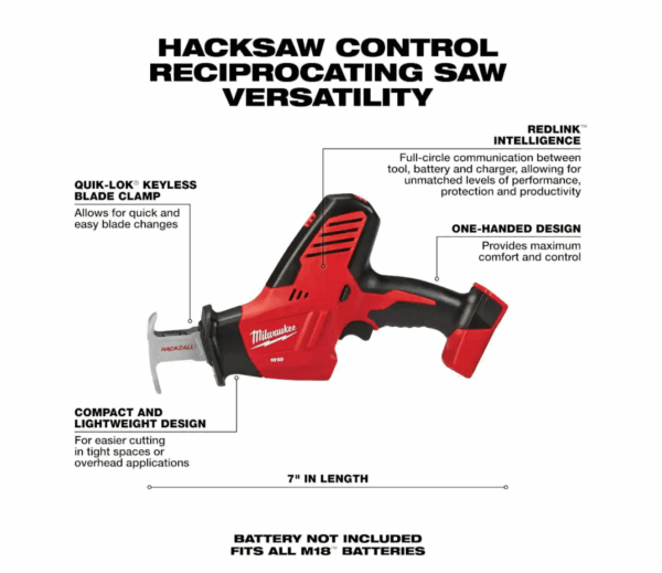 2625-20 M18 18V Lithium-Ion Cordless HACKZALL Reciprocating Saw (Tool-Only) - Image 2