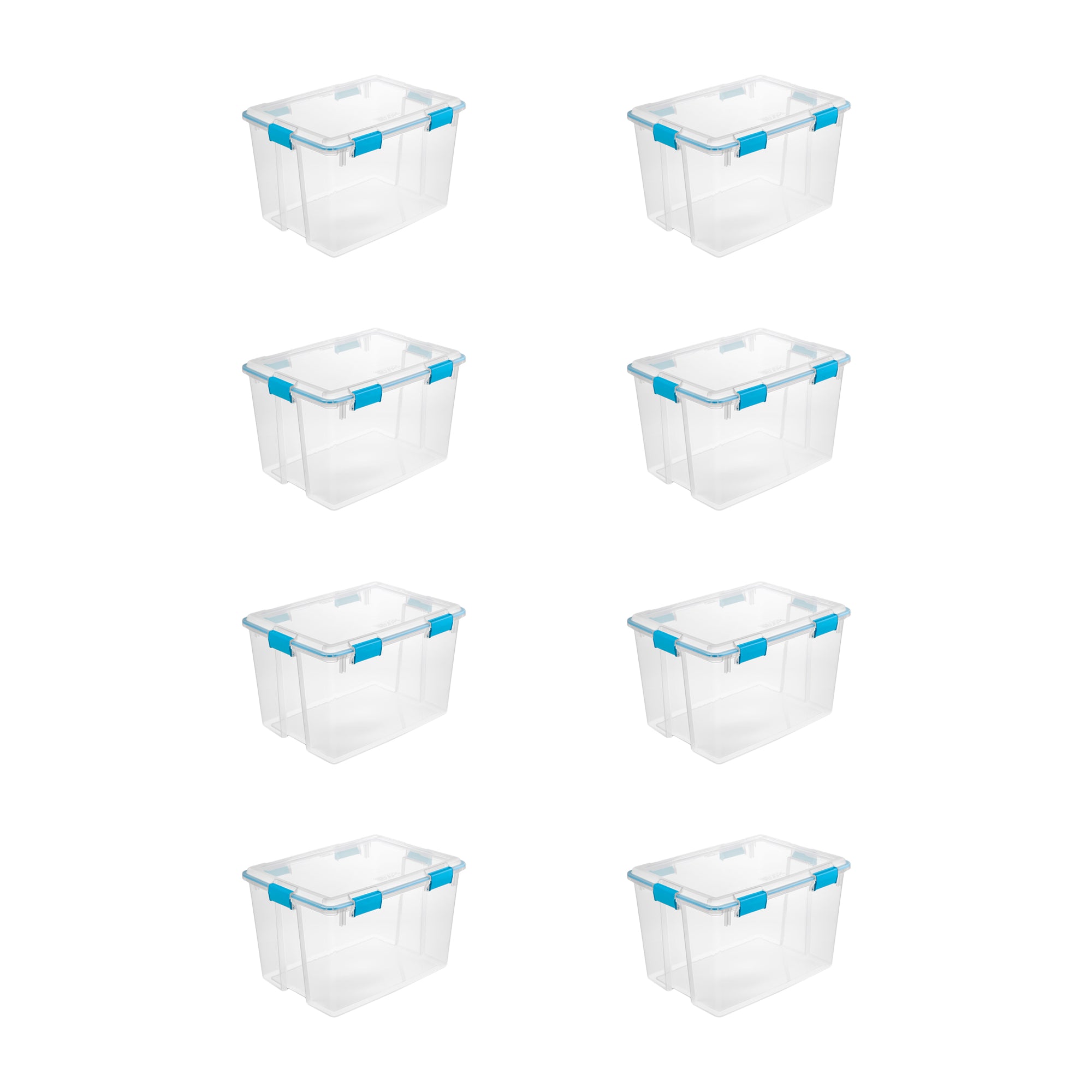 80-Qt Clear Plastic Stackable Storage Bin w/ Gasket Latch Lid, 8 Pack