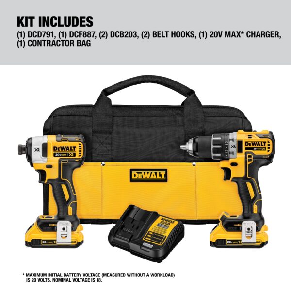 XR 2-Tool 20-Volt Max Brushless Power Tool Combo Kit with Soft Case (2-Batteries and charger Included) - Image 6