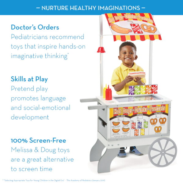 Melissa   Doug Wooden Snacks and Sweets Food Cart   40+ Play Food pcs, Reversible Awning - Image 8