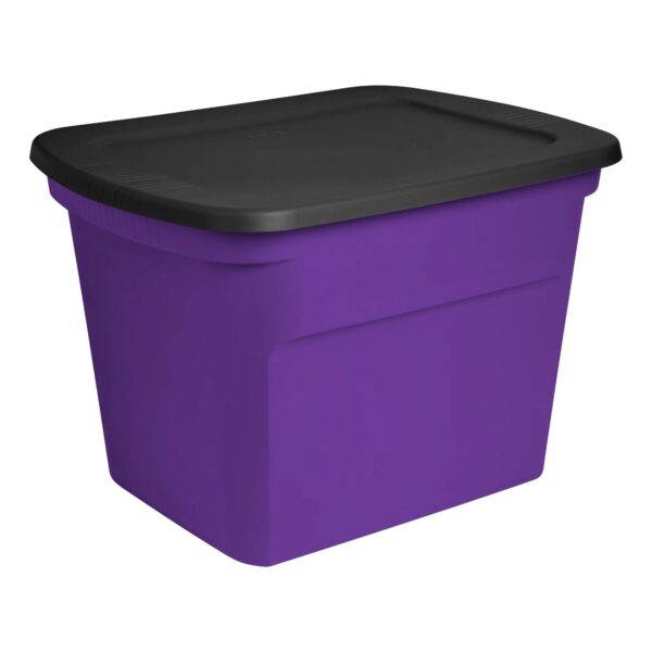 18 Gallon Storage Tote Stackable Plastic Bin with Lid, Purple, 16 Pack - Image 3