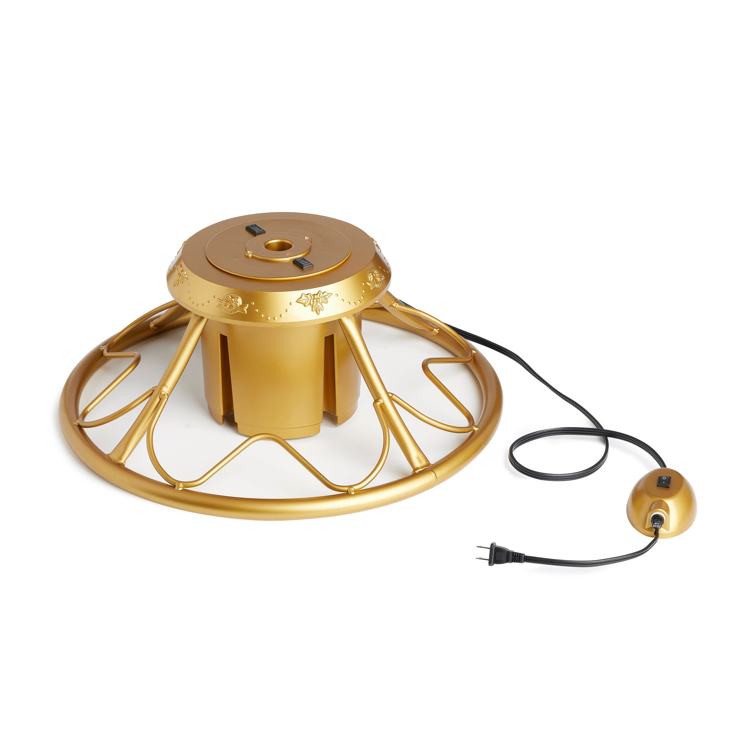 1-1.75 Artificial Christmas Tree Base Rotating Metal Stand, Gold