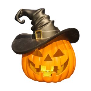 Witch Hat Pumpkin with LED Light ?C 15 Tall