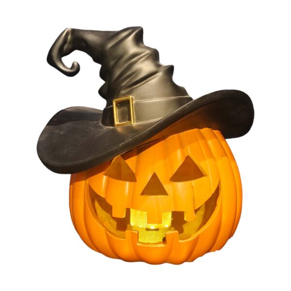 Witch Hat Pumpkin with LED Light ?C 15 Tall