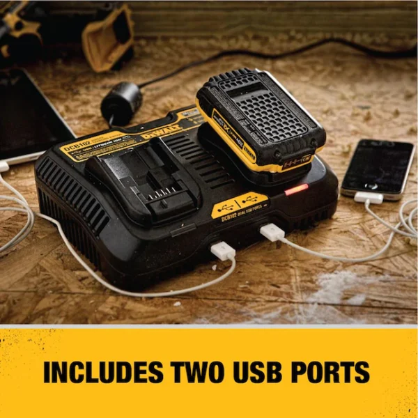 12/20V  Charging Station/Dual Charger for Jobsite (DCB102) , Black - Image 5