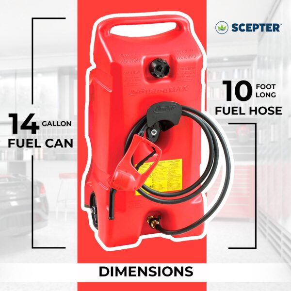 14 Gallon Portable Gas Fuel Tank with Pump, 2 Pack, Red - Image 3