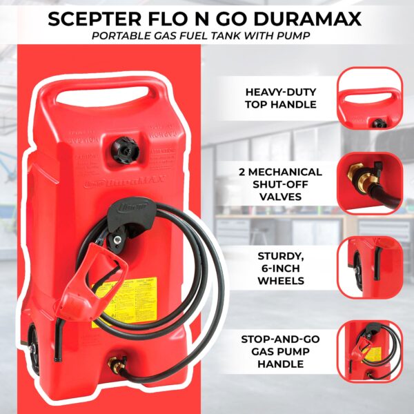14 Gallon Portable Gas Fuel Tank with Pump, 2 Pack, Red - Image 4