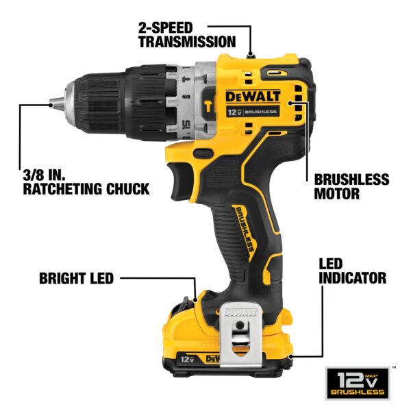 XTREME 3/8-in 12-volt Max Variable Speed Brushless Cordless Hammer Drill (2-Batteries Included) - Image 4