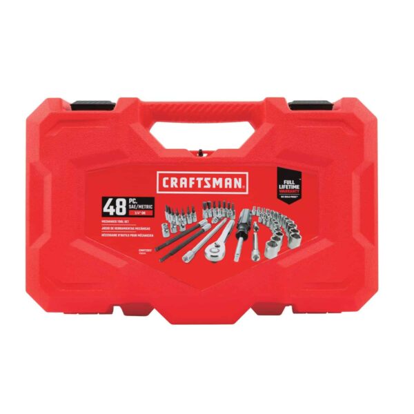 48-Piece Standard (SAE) and Metric Combination Polished Chrome Mechanics Tool Set with Hard Case - Image 4