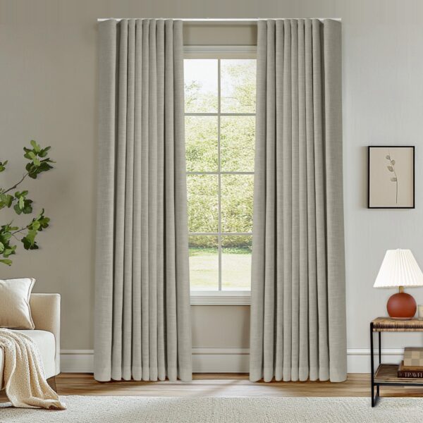 Ripple Fold Lille Linen Memory Trained Curtains Custom Blackout Drapes Grey Beige - Image 23